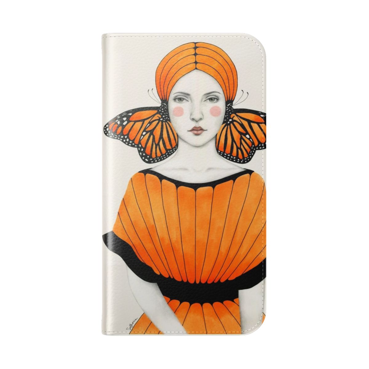 Orange butterfly monarch portrait phone case - Folded Back