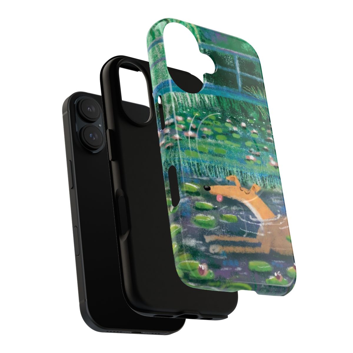 Artistic phone case featuring greyhound, whippet, and lurcher in an impressionist style - Layers