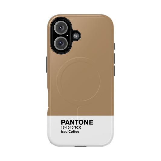 Colorful phone case with iced coffee inspired Pantone design