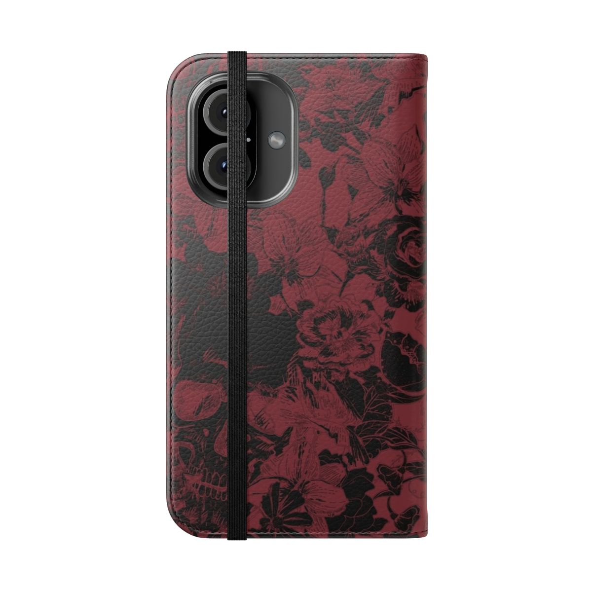 Dark Skulls & Floral Gothic Phone Case for Smartphone - Folded Front