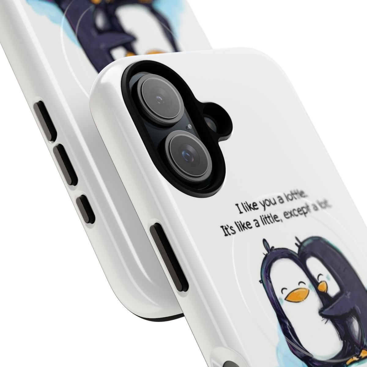 Penguin phone case with two penguins hugging each other - Detail