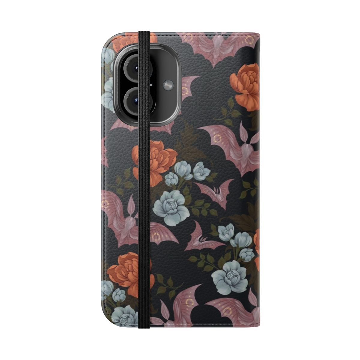 Vintage botanical phone case featuring delicate moths and night flowers - Folded Front