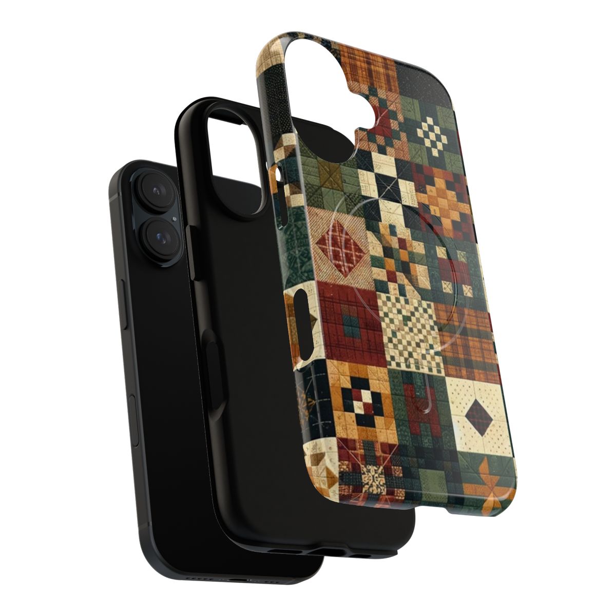 Autumn patchwork pattern magnetic tough phone case - Layers