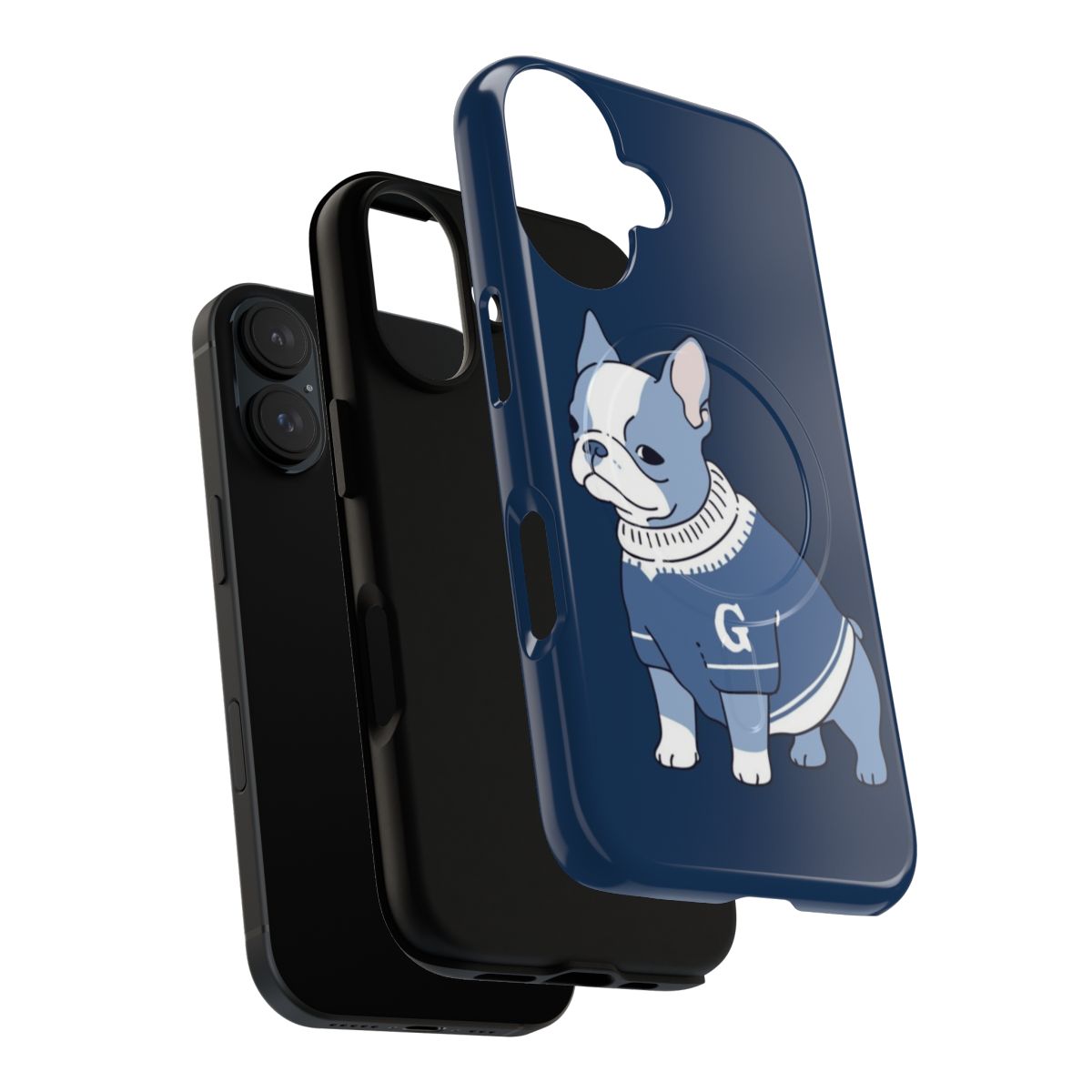 Phone case featuring a stylish blue bulldog design, perfect for Georgetown University fans - Layers