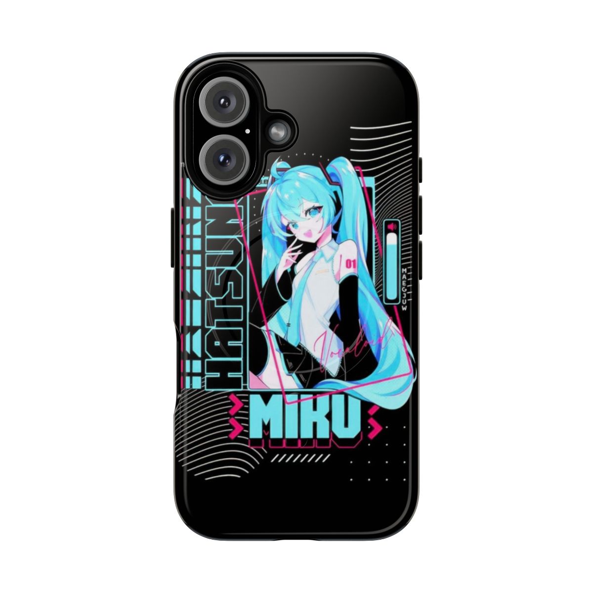 Anime-themed phone case featuring Hatsune Miku, a popular Vocaloid character, with a magnetic tough design.