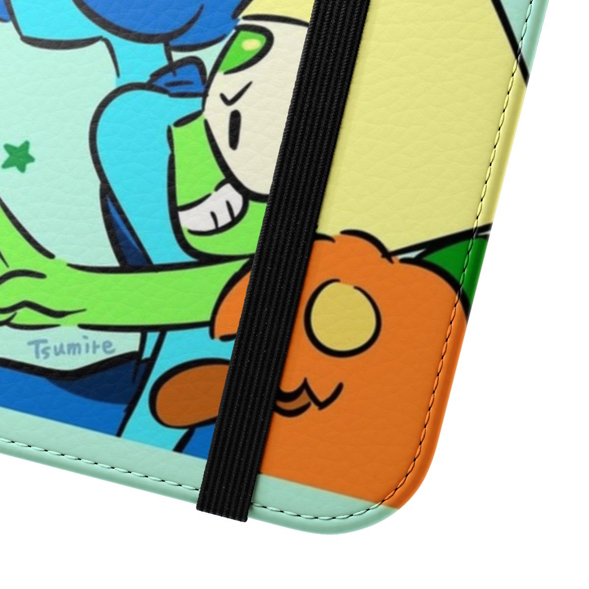 Colorful flip phone case with Steven Universe characters Lapis and Peridot - Close Up