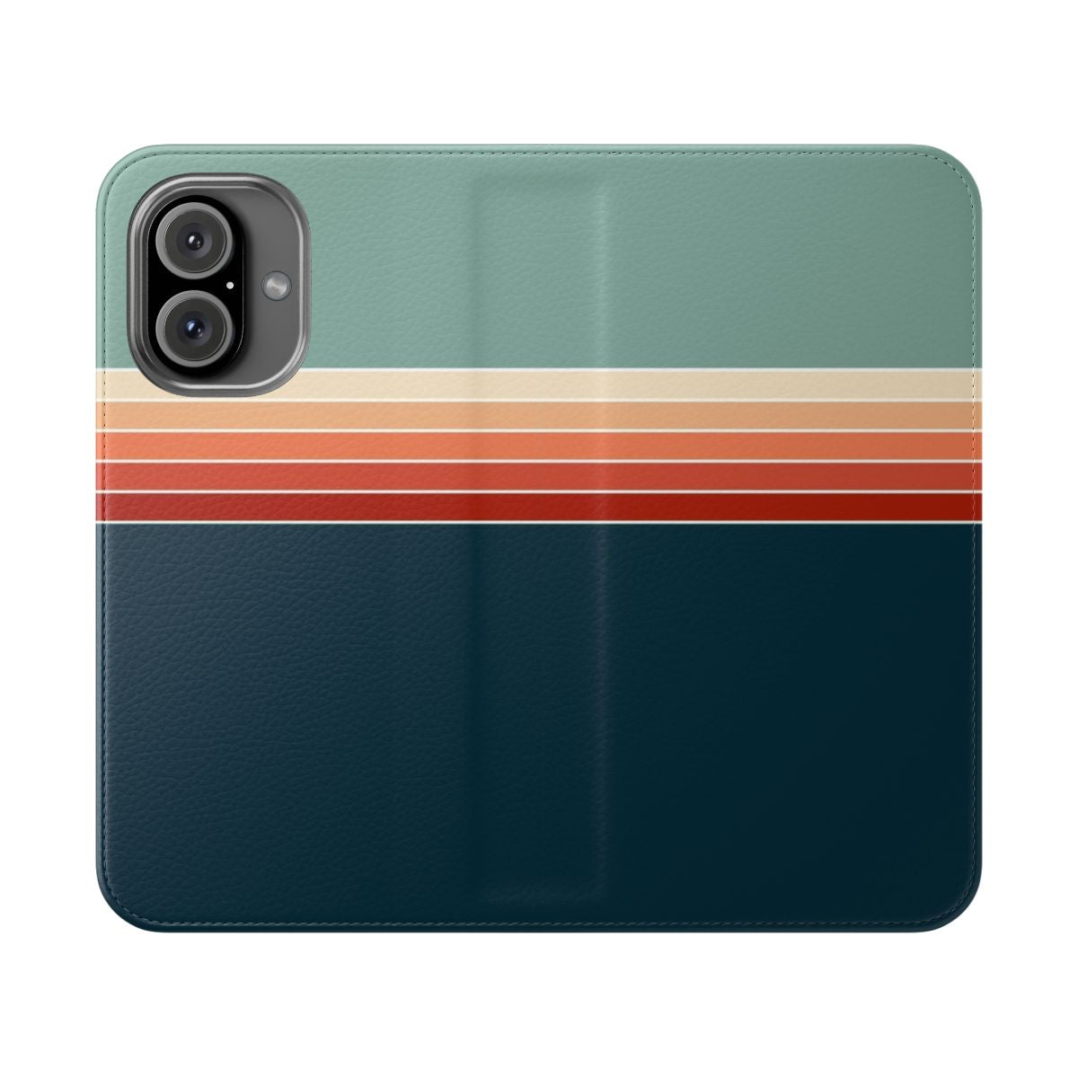 Vintage-inspired striped phone case in retro 70s colors and patterns