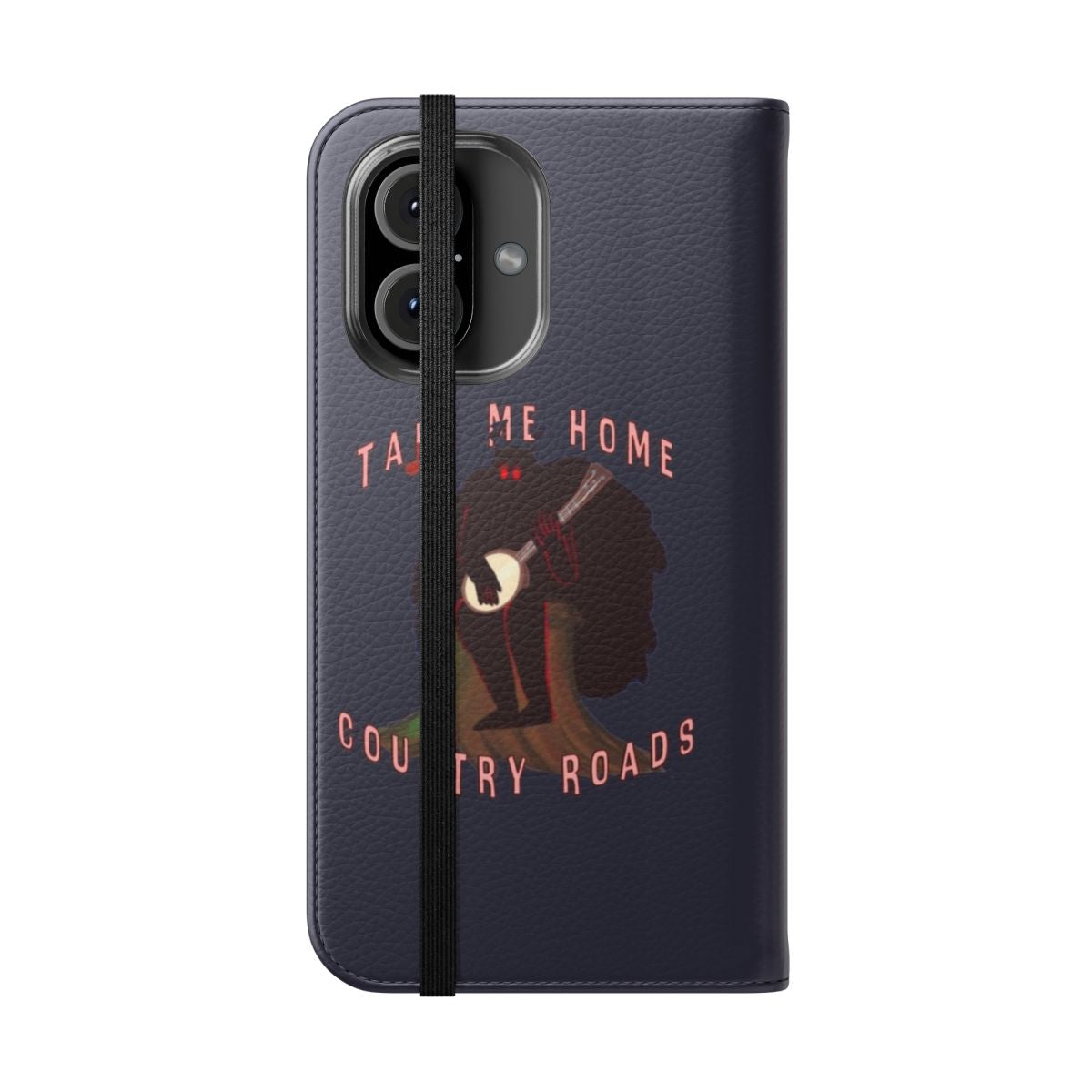 Mothman-Inspired Flip Cover Phone Case with Vintage Country Charm - Folded Front