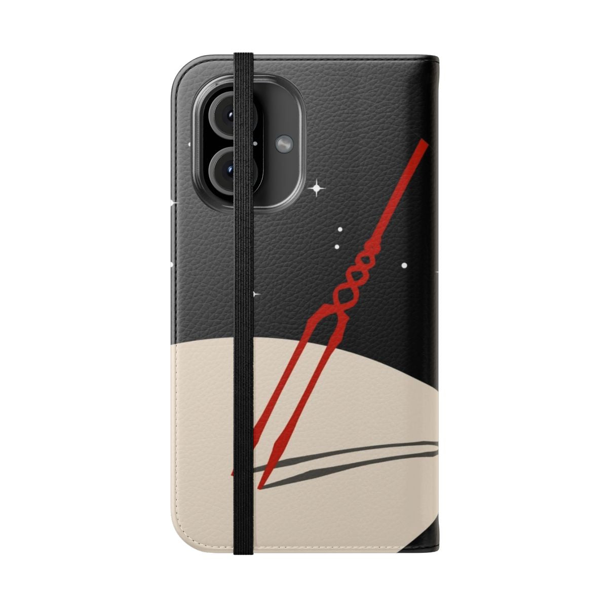 Minimalist phone case with the Lance of Longinus design, inspired by the anime Neon Genesis Evangelion. - Folded Front