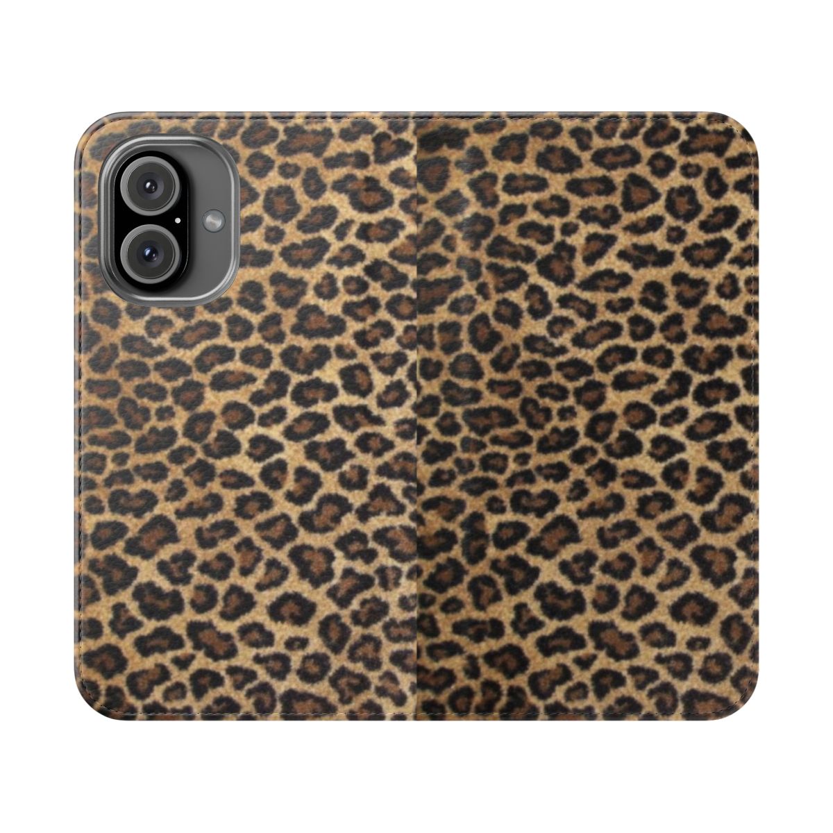 Leopard print flip phone case with protective cover