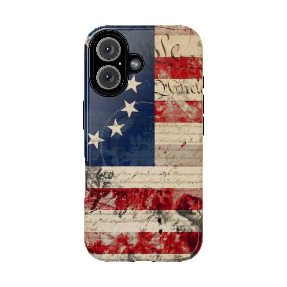 Patriotic American Betsy Ross flag phone case with US Constitution graphic