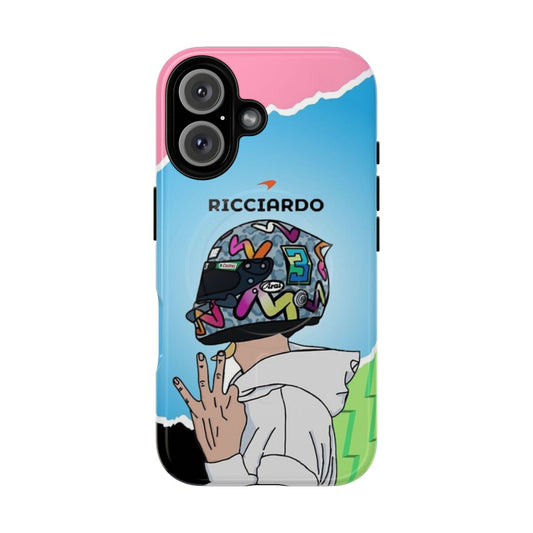 Magnetic Tough Phone Case featuring Daniel Ricciardo and Mclaren F1 team colors and branding