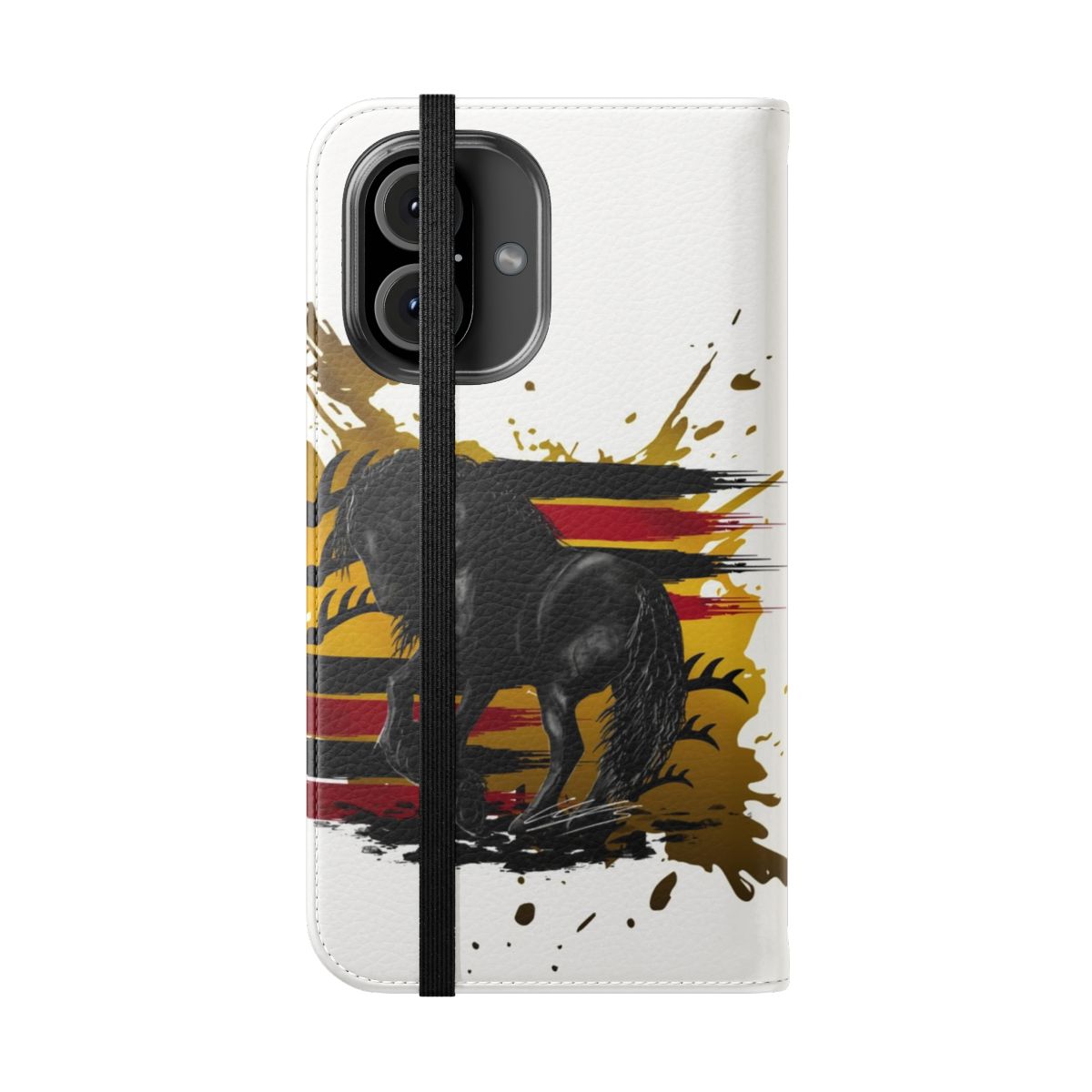 Sports car inspired flip cover phone case with automotive design elements - Folded Front