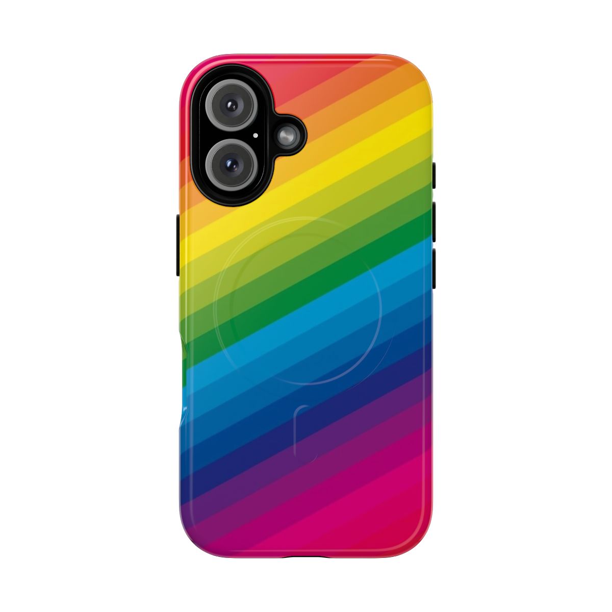 Colorful rainbow-patterned magnetic tough phone case