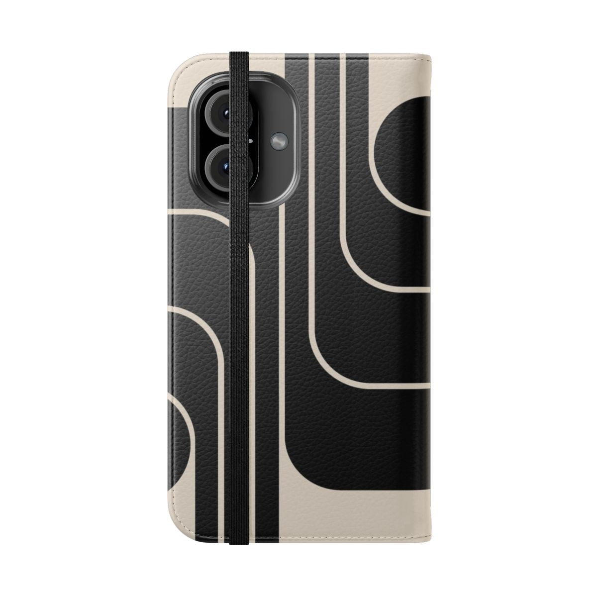 Retro geometric design phone case with a vibrant, abstract pattern - Folded Front