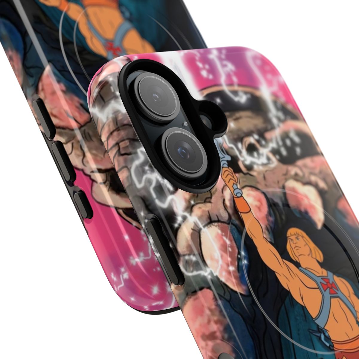 Magnetic tough phone case featuring a tribute design to the iconic 80s cartoon He-Man and the Masters of the Universe. - Detail