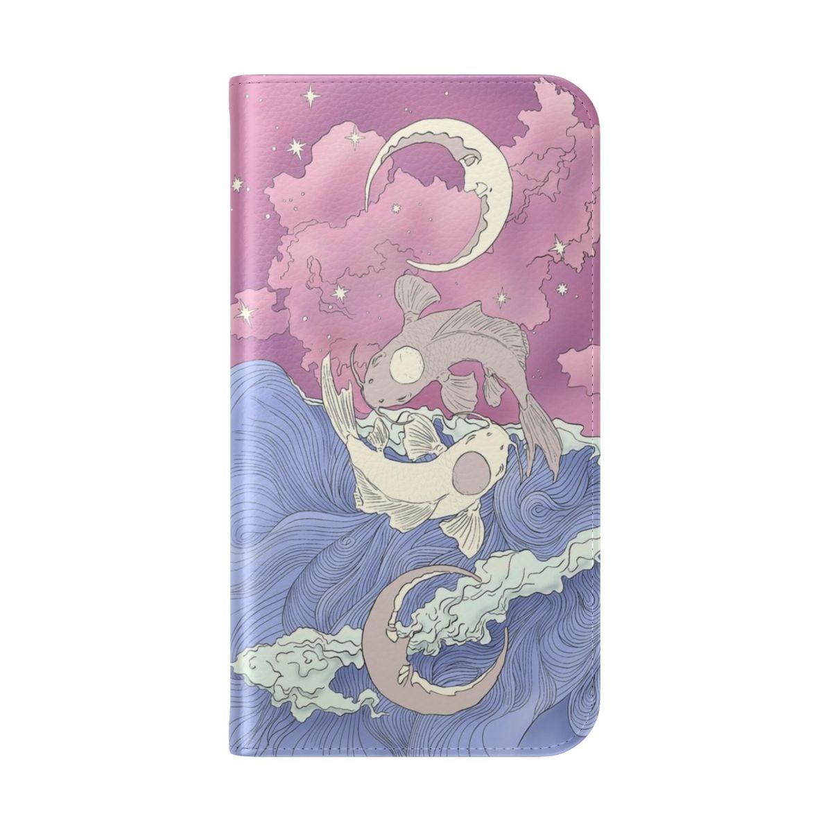 Flip phone case featuring art nouveau-inspired design of Tui and La, the moon and ocean spirits from Avatar: The Last Airbender and Avatar: Korra - Folded Back