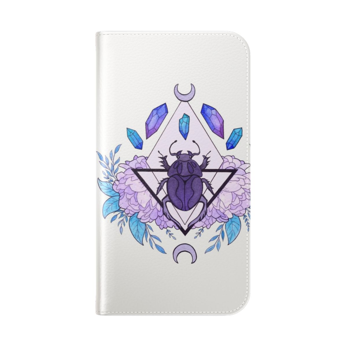 Nikury Flip Cover Phone Case with Scarab Queen Design - Folded Back