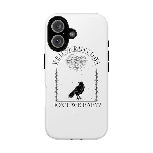 Rainy day magnetic tough phone case with bookish quotes and romance themes