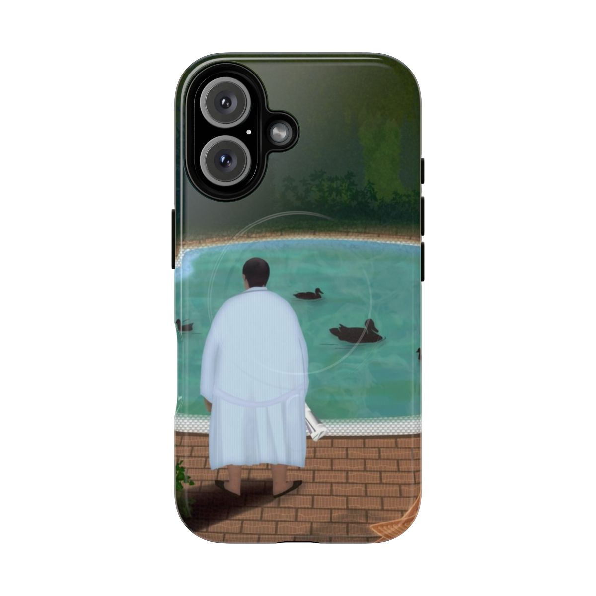 Magnetic tough phone case featuring a design with ducks, a nod to the Sopranos, and other mafia and gangster culture references.