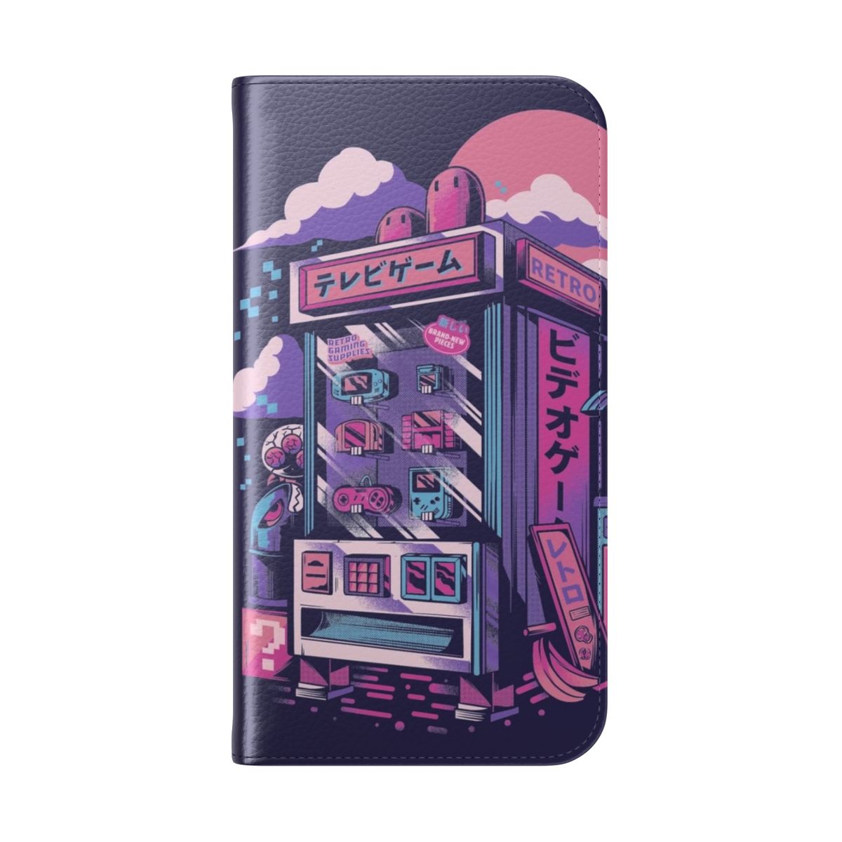 Retro gaming phone case with vibrant pixel art design - Folded Back