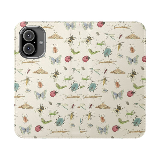 Colorful insect pattern phone case with detailed vintage-inspired design