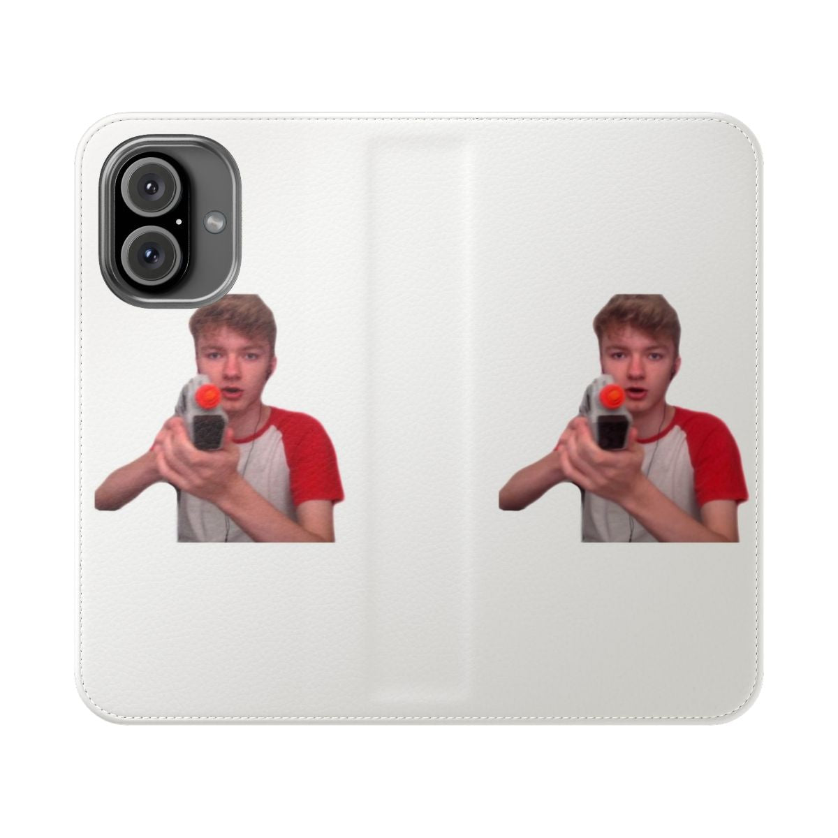 Flip cover phone case with Minecraft YouTuber-inspired design