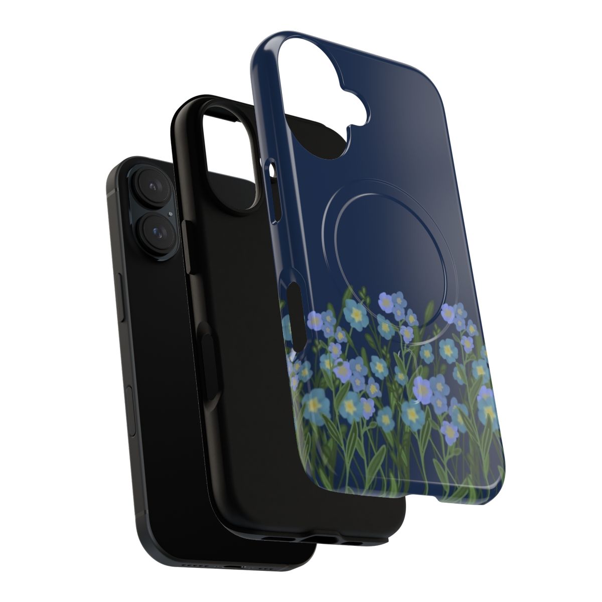 Forget-Me-Not Floral Phone Case with Magnetic Closure - Layers