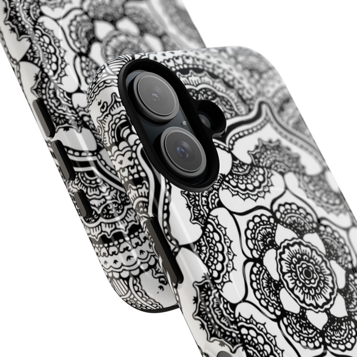 Spring Lotus Abstract Black and White Magnetic Tough Phone Case - Detail