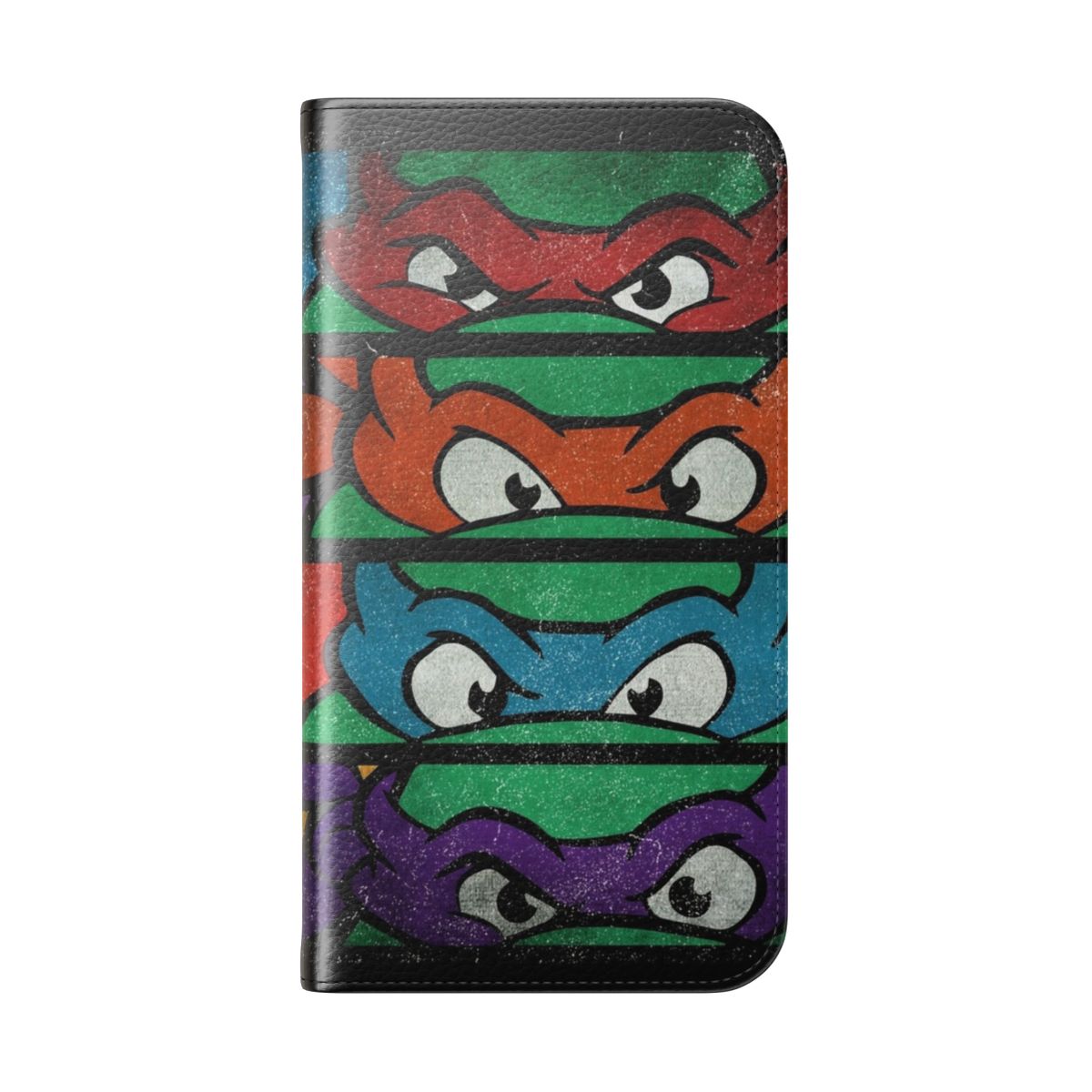 Vintage 90s cartoon-inspired green shell phone case featuring the Teenage Ninja Turtles - Folded Back