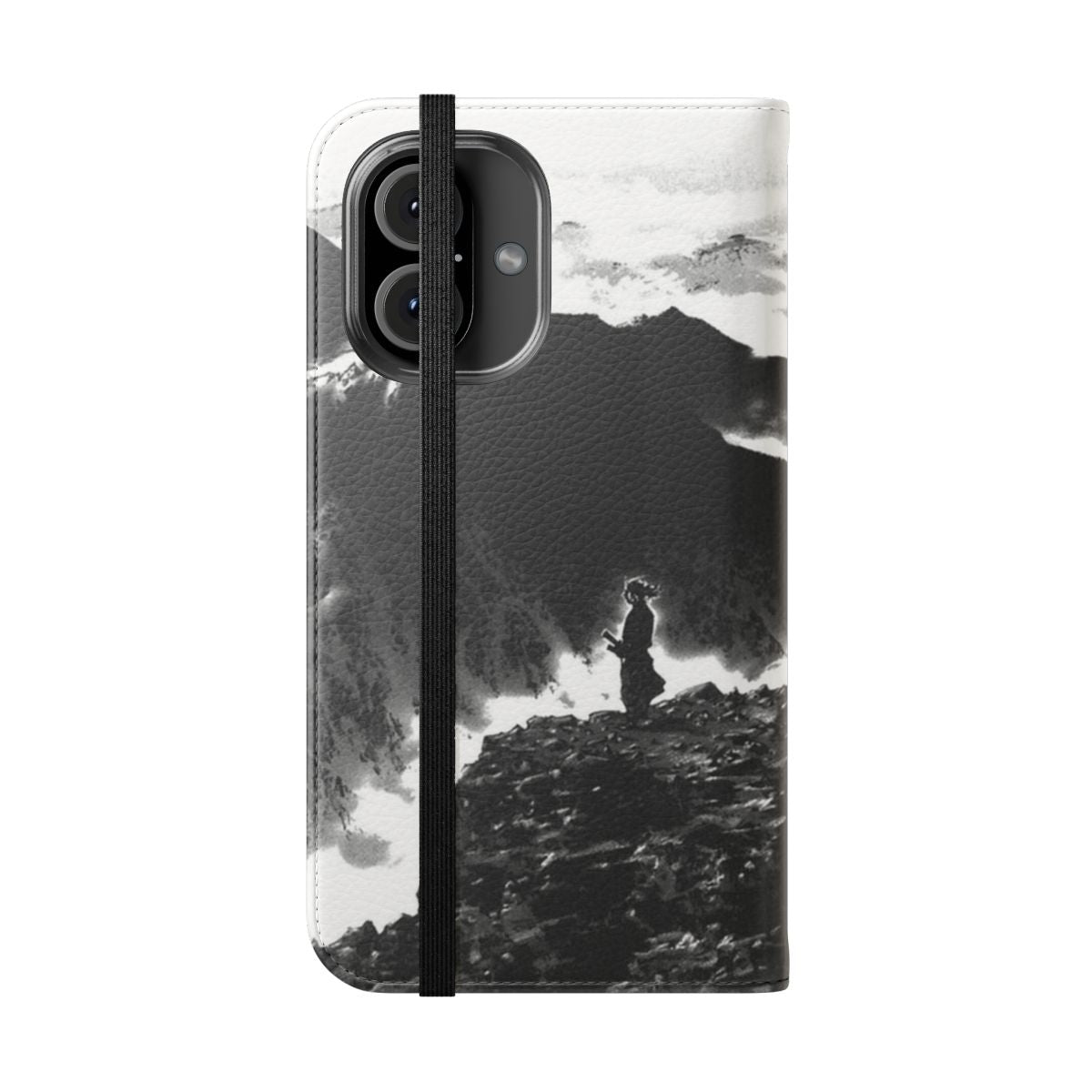 Boho-style phone case featuring Vagabond manga-inspired art and design - Folded Front