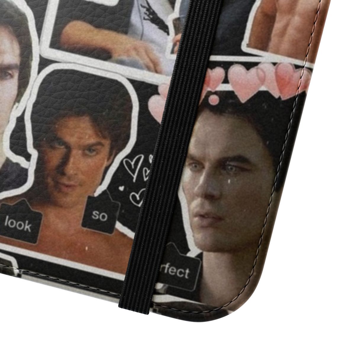 Personalized flip cover phone case featuring actor Ian Somerhalder as Damon from The Vampire Diaries - Close Up