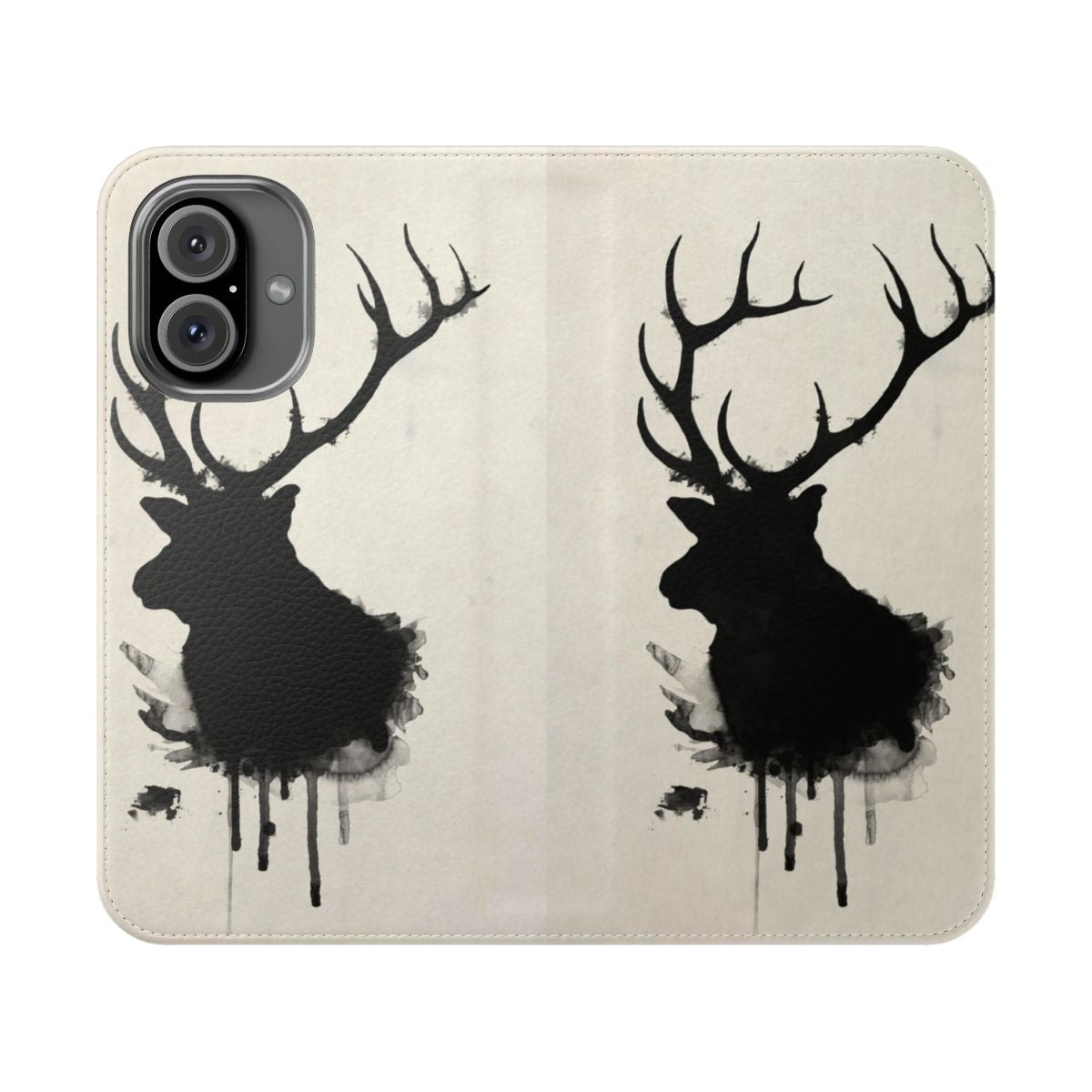 Watercolor elk design on a rustic phone case