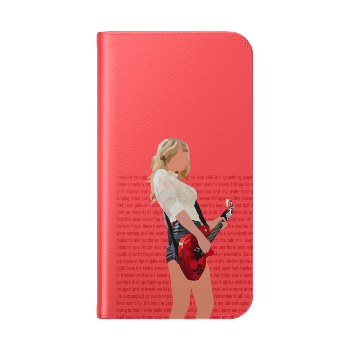 A protective phone case featuring lyrics and imagery from Taylor Swift's acclaimed "Red" album. - Folded Back