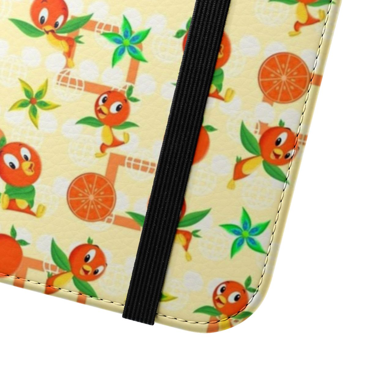 Vintage-inspired orange bird phone case with a retro Florida theme - Close Up