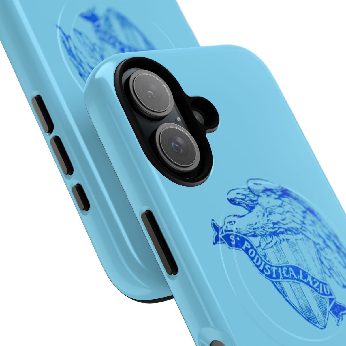 Retro-style phone case with Lazio football club colors and logo - Detail