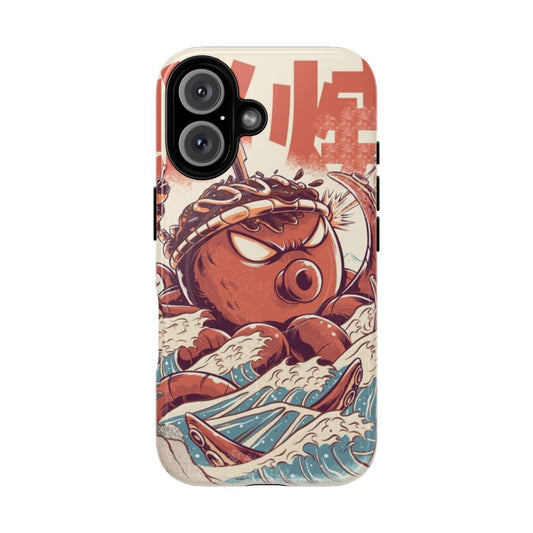 Magnetic tough phone case with a Japanese retro-inspired takoyaki design