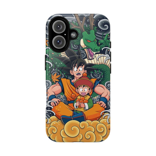 Anime-inspired phone case featuring Goku and Gohan from the popular Dragon Ball Z series.