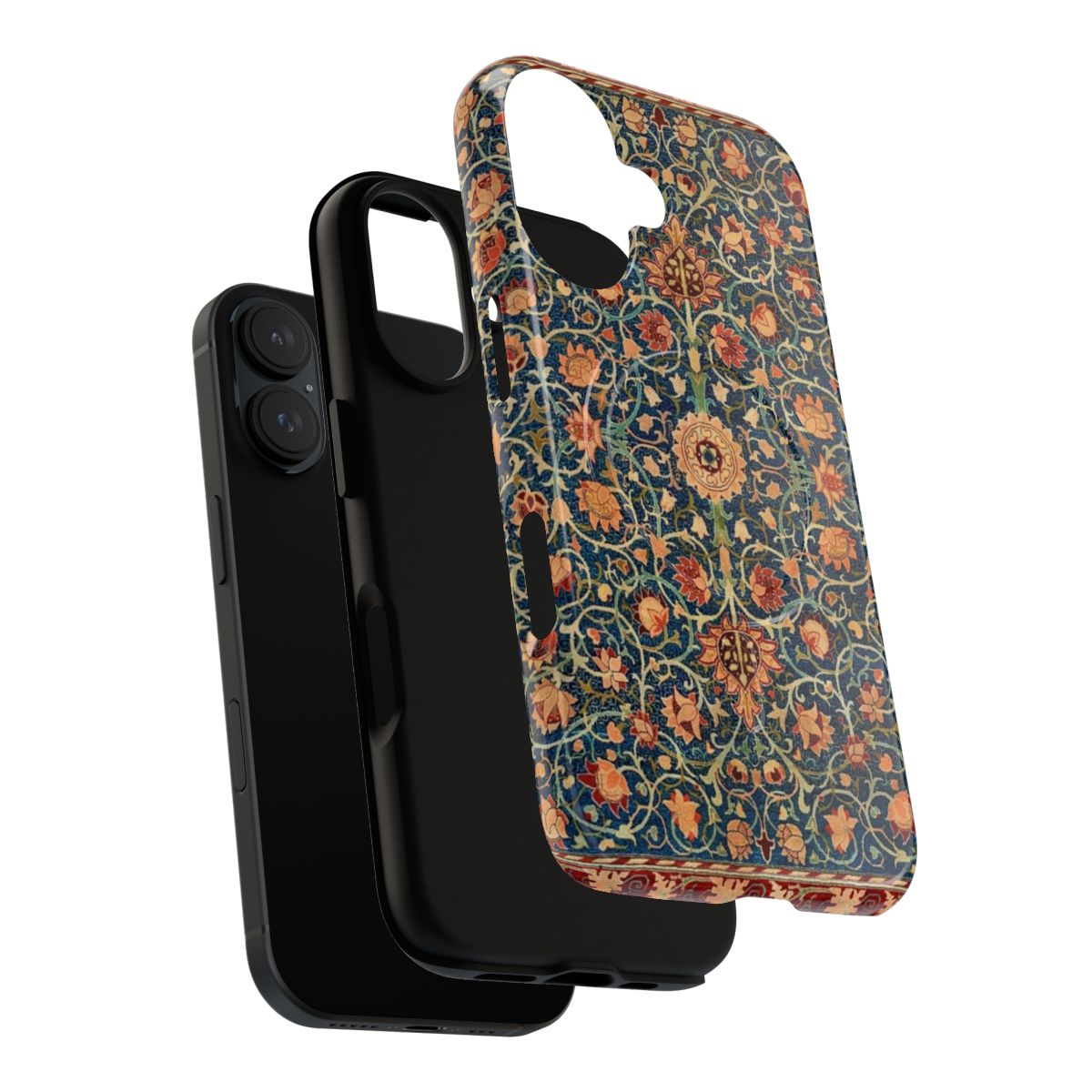 Vintage floral pattern phone case with antique rug print design inspired by William Morris - Layers