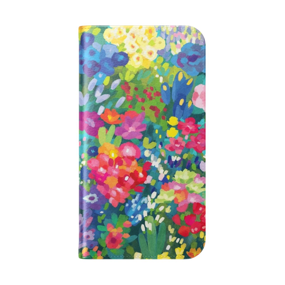 Colorful floral pattern phone case featuring a spring-inspired design - Folded Back