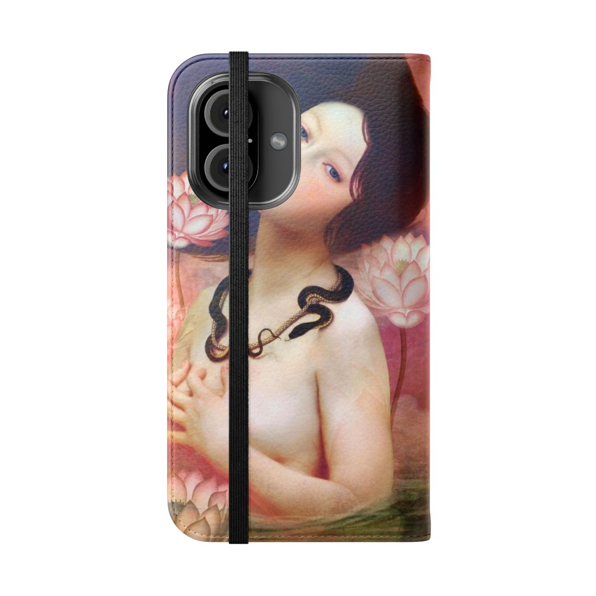 Enchanted snake and floral portrait design on a phone case - Folded Front