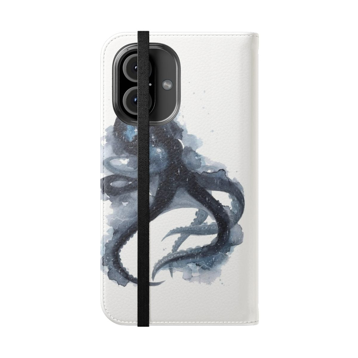 Celestial Octopus Phone Case with a galaxy and constellation background - Folded Front