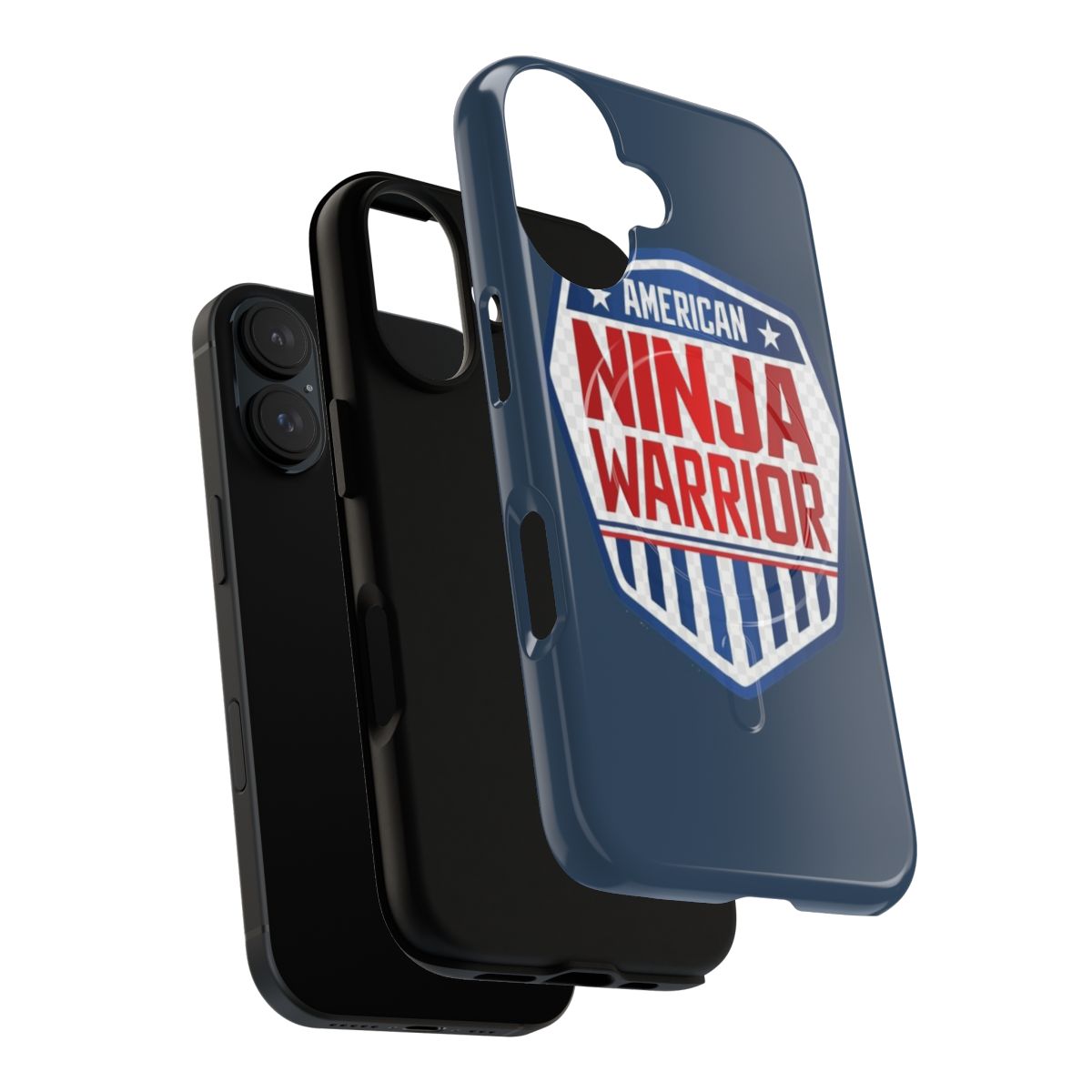 Camo-patterned tough phone case with ninja warrior design for kids - Layers