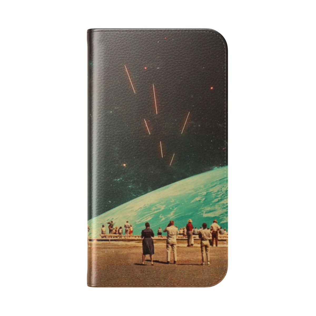 Vintage, retro, surreal collage design on a protective flip cover phone case - Folded Back