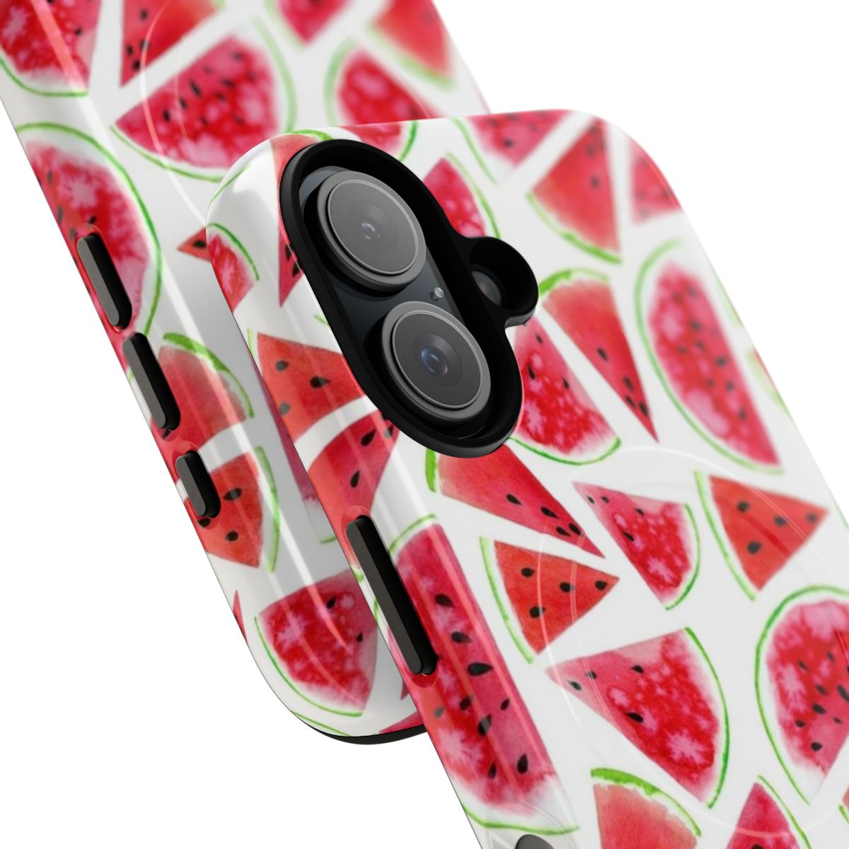 Colorful watercolor watermelon slices pattern on a magnetic tough phone case - Detail