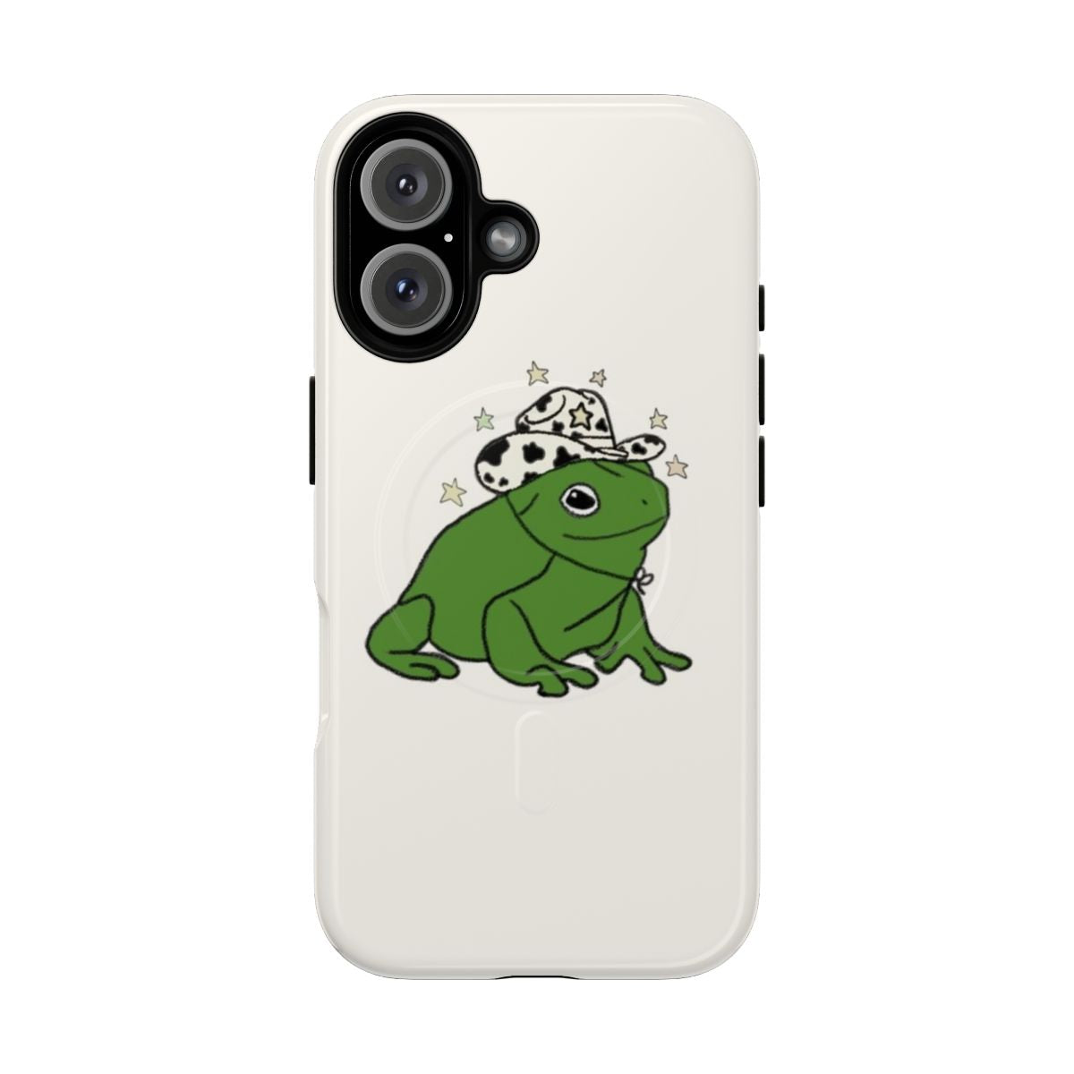 Magnetic phone case featuring a frog wearing a cowboy hat