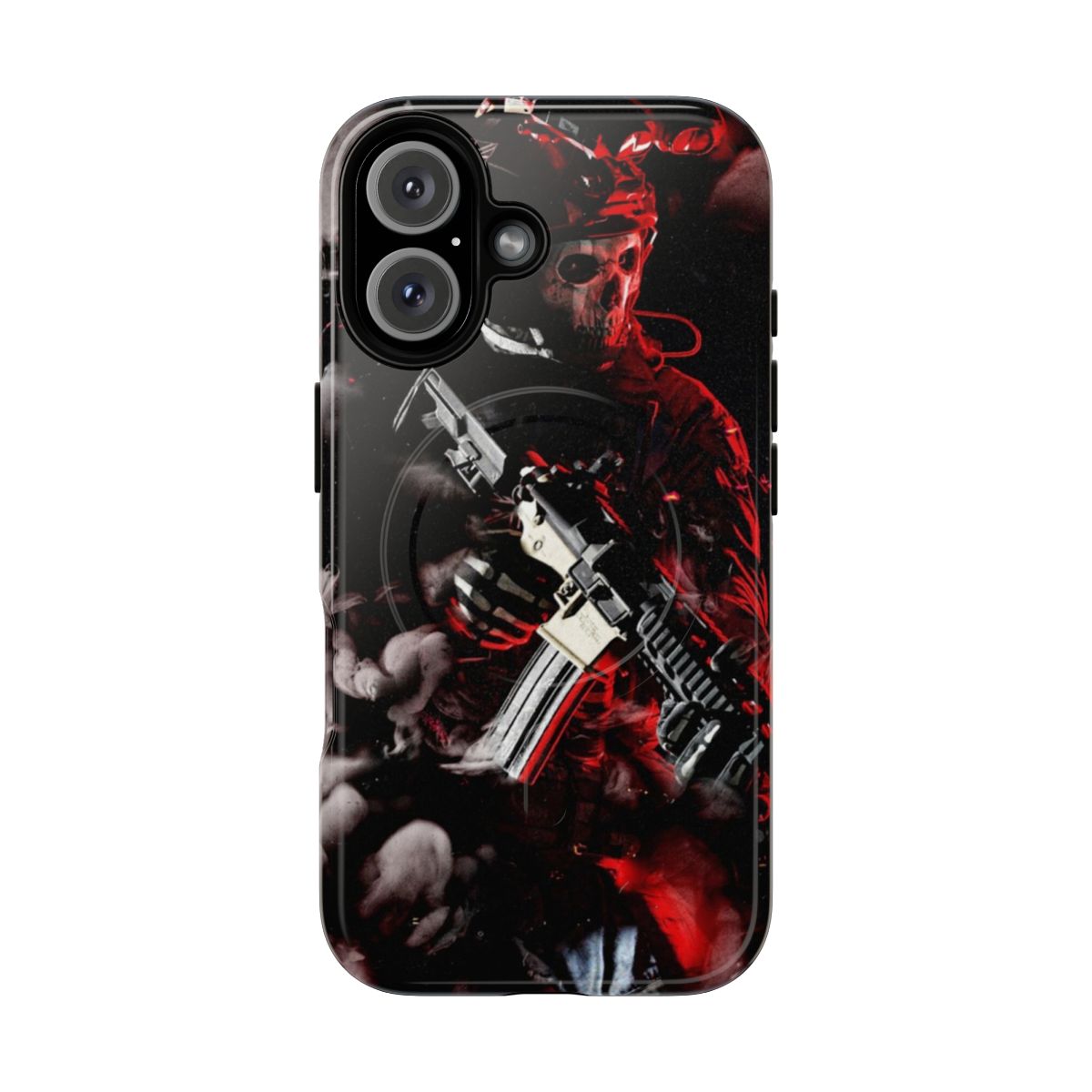 Durable phone case with a camouflage and double exposure design, perfect for outdoor enthusiasts and tactical gear lovers.