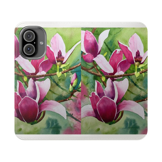 Magnolia Flower Phone Case with Watercolor Floral Design