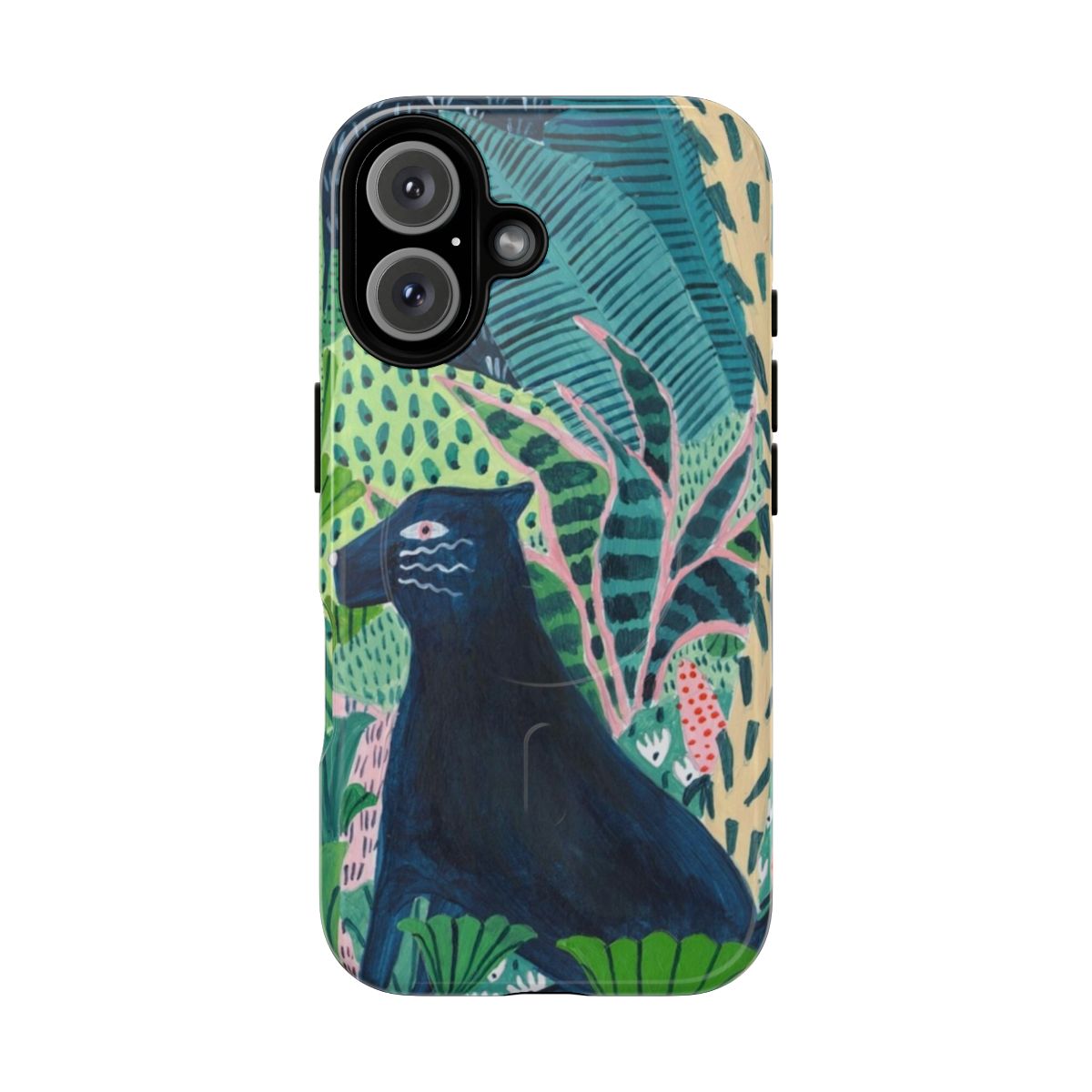 Magnetic tough phone case featuring a vibrant jungle cat design