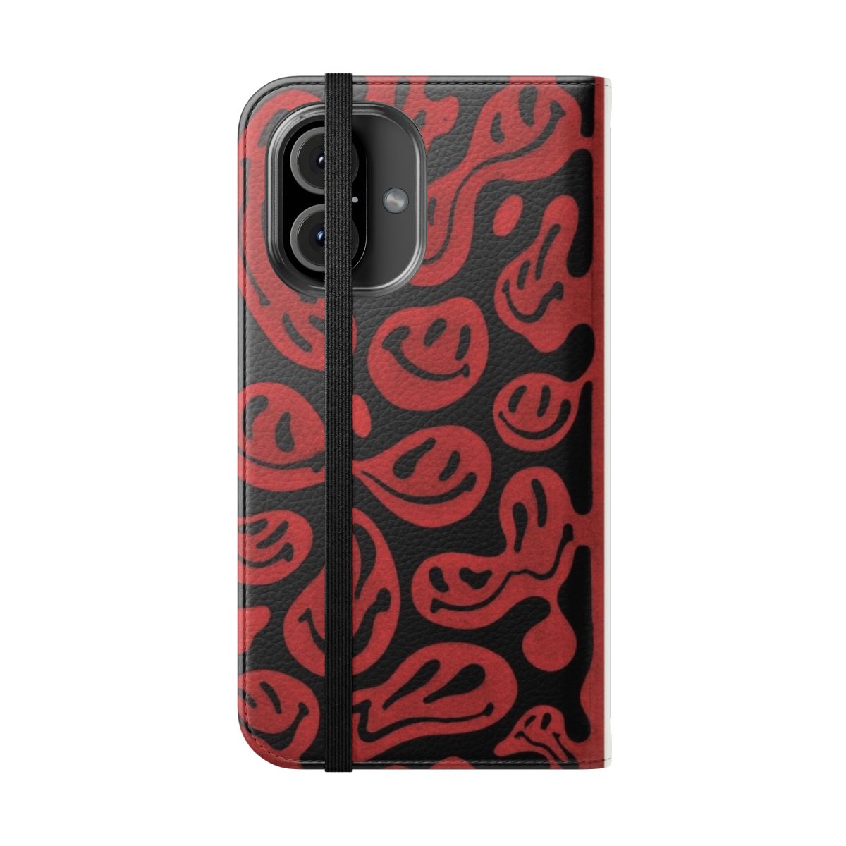 Vibrant psychedelic melted smiley face pattern on a phone case - Folded Front